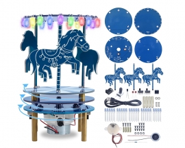 Carousel Soldering Practice Kit, RGB LED Rotating Music Box Kit Soldering Projects with 3 Music, DIY Musical Carousel Electronics Learning Kit for School STEM Education and Desk Ornament